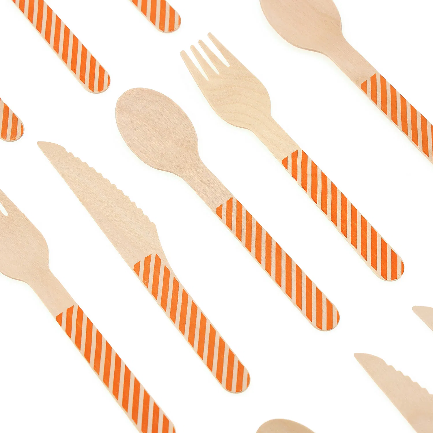 Custom Natural Biodegradable Disposable Wedding Hotel Restaurant Ice Cream Coffee Cake Bamboo Birch Wooden Utensil Knife Fork Spoon Napkin Set Tableware Cutlery