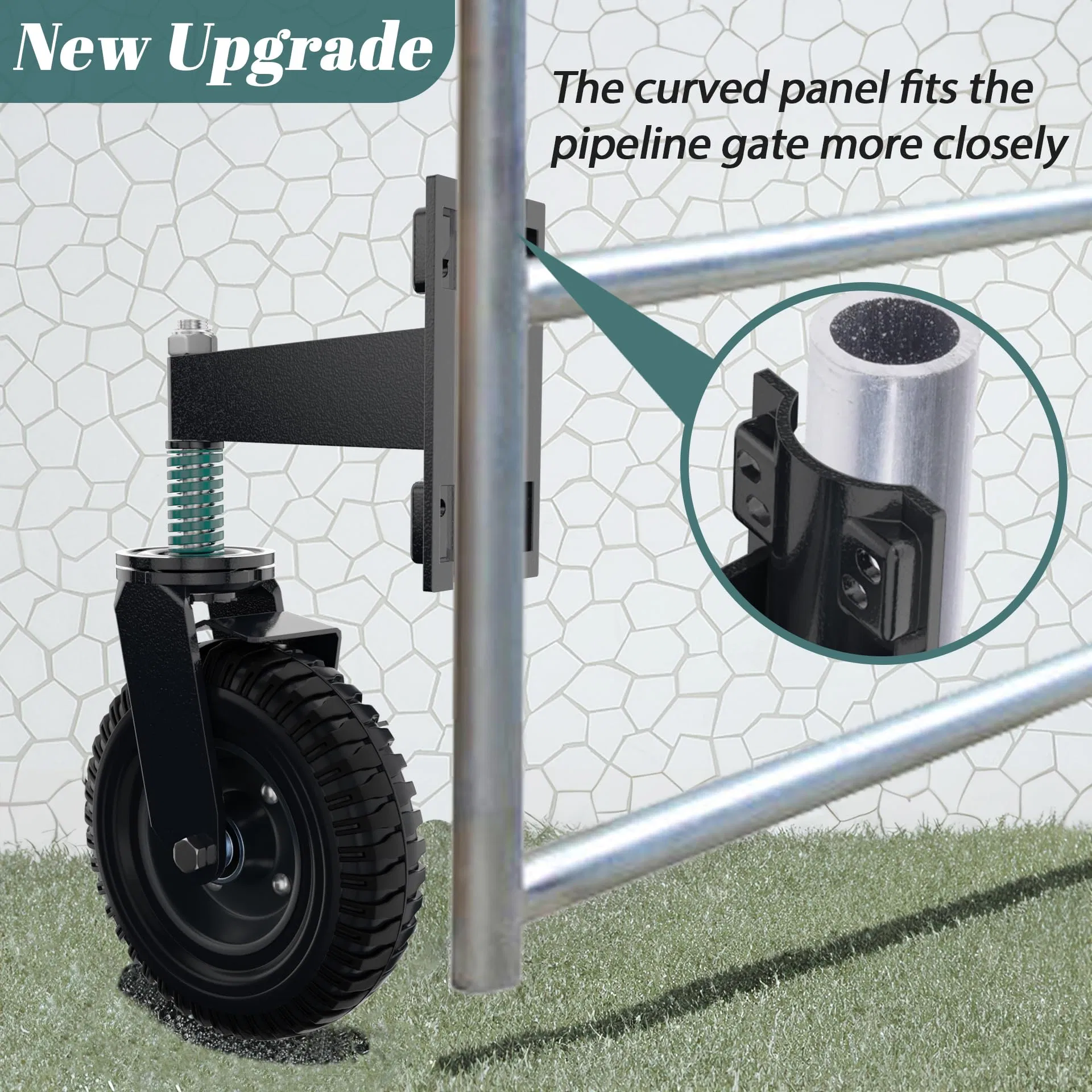 8 Inch Door Caster with Brake for Tube and Wood Gates