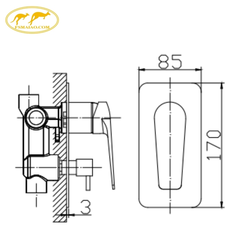 Watermark Certified Solid Brass Body Thin panel Shower Mixer with Diverter