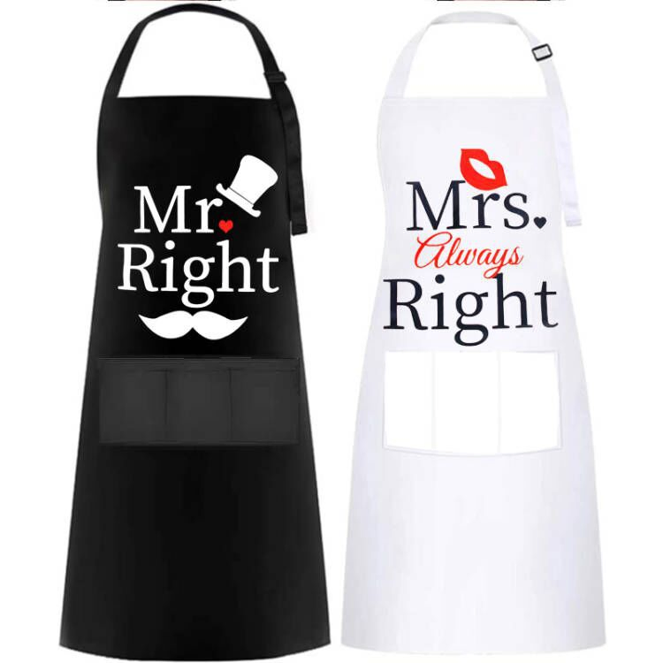 Custom Printing Adjustable Black White Cooking Kitchen Linen Cotton Nylon Restaurant Apron