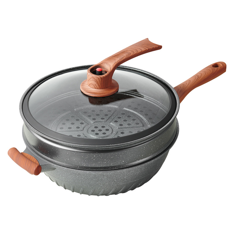 Good Quality Pressure Cooking Pot Maifan Stone Non-Stick Fry Pan Coating Micro Pressure Wok