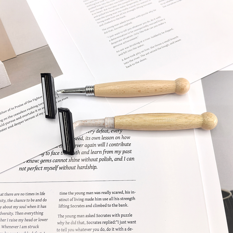 Wholesale Customized Logo Bamboo Razor Bamboo Wood Handle