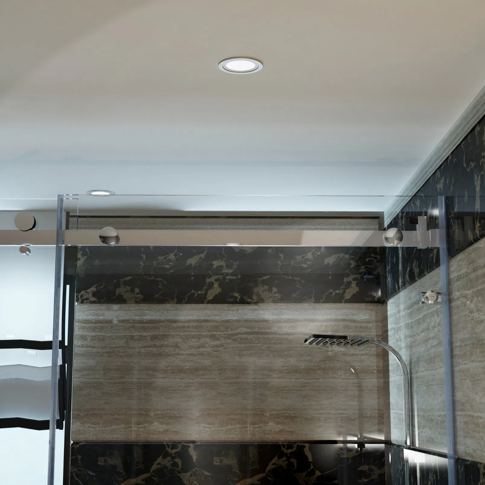 Home 6.6FT Sliding Hardware Shower Kit Brass Hinges Barn Door Roller