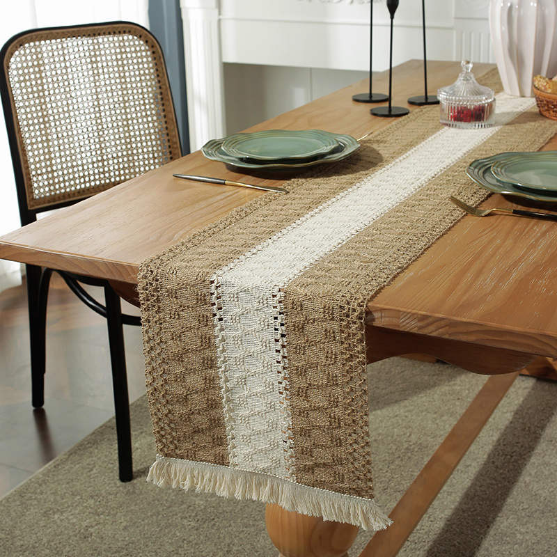 Natural Jute and Cotton Thread Hand Weaved Woven Table Runner