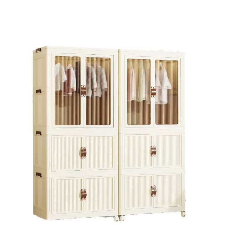 Modern Simple Plastic Combined Resin Folding Free Installation Children Storage Cabinet with Large Storage Wardrobe