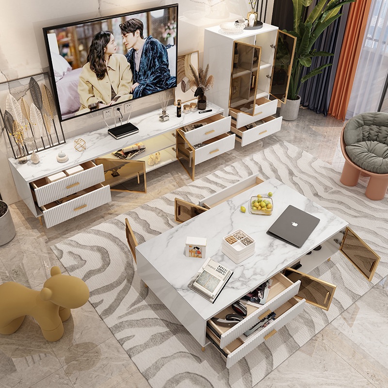 Журнальный столик деревянный черный с ящиками