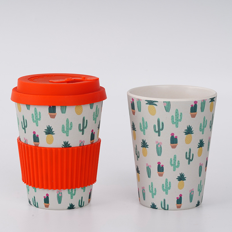 Factory Wholesale Price Office 350ml Bamboo Fiber Coffee Cups Can Add Printed Paper Logo to Consult The Holiday Gift Bamboo Offee Cups