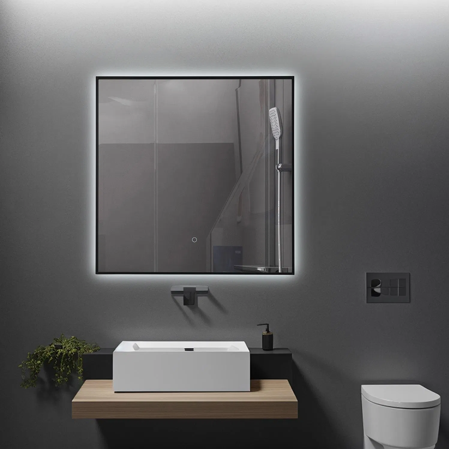Backlit 32 Inch LED Mirror Aluminum Framed Bathroom Mirror with Lights Anti Fog Lighted Dimmable Mirror