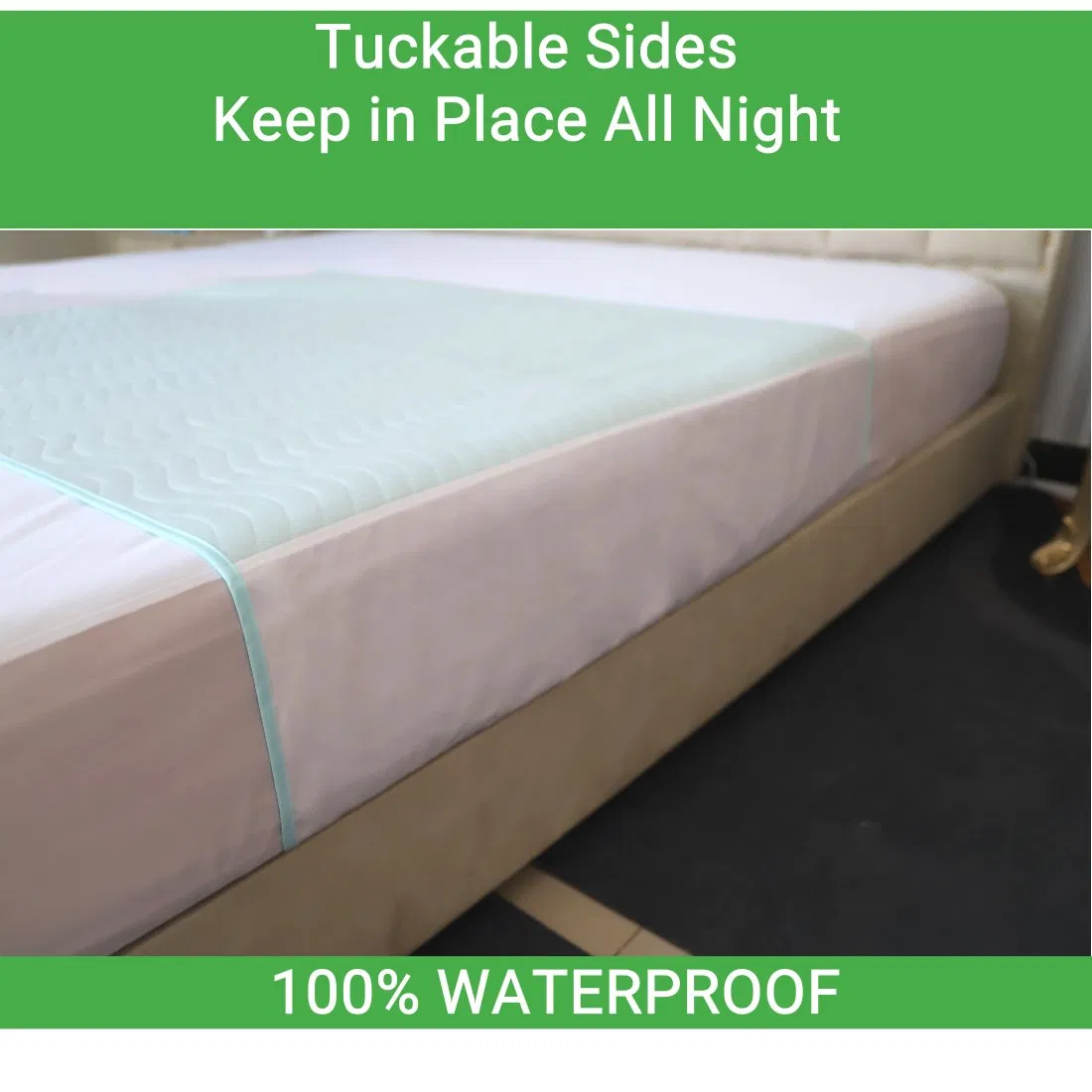 Bed Pads with Tuckable Sides Washable Reusable Incontinence Bed Underpad Mattress Protector