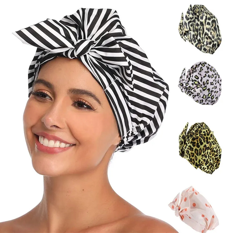 Customized Designer Stylish Reusable Adjustable Extra Large Womens Bath Shower Cap