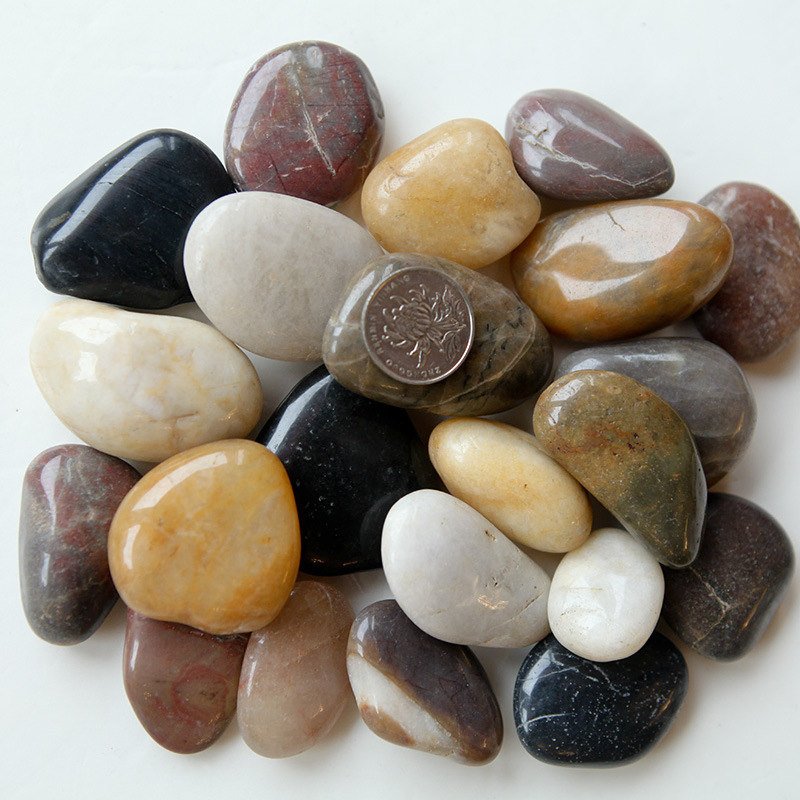 Natural Stone Pebbles Mix Color High-Polish for Garden Fish Tank Decorations