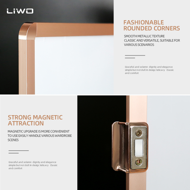 Space-Saving Rotating Vanity Dressing Mirror with Elegant Metal Frame for Bedroom Wardrobe Full-Length Mirror Home Decoration Furniture