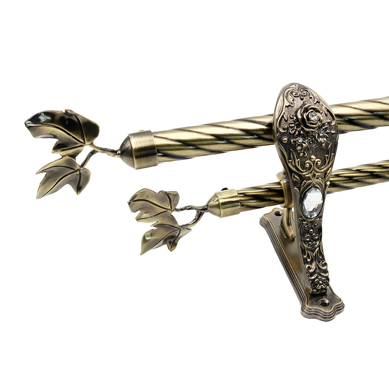 Hot Sale Metal Window Curtain Rod and Decorated Hardware Flower 25mm Curtain Pole Head Curtain Rod Finial Black for Windows