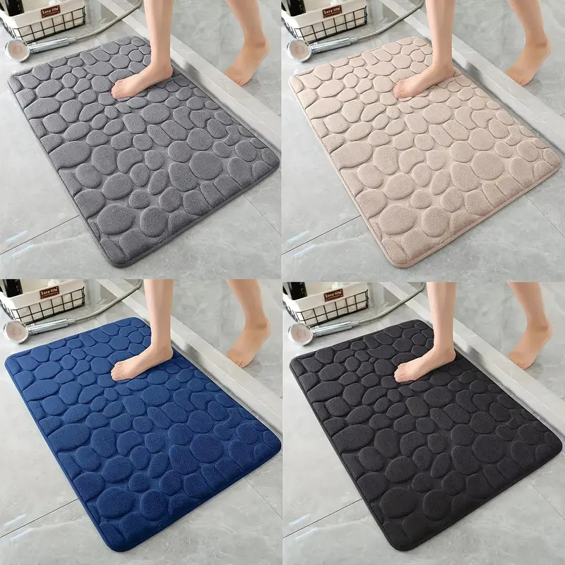 Hot Sale Pebble Stone Bath Mat Non Slip Soft and Water Absorbent Mat for Bathroom Washable Memory Foam Rug