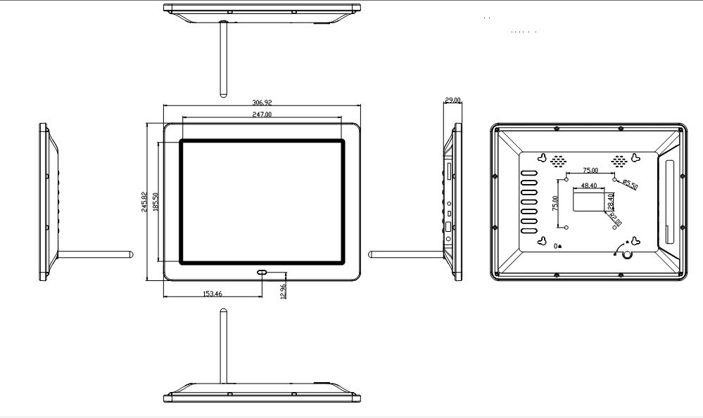 12 Inch IPS Screen LCD Advertising Display Digital Picture Frame WiFi HD Wholesale Bulk USB SD Card Video Digital Photo Frame