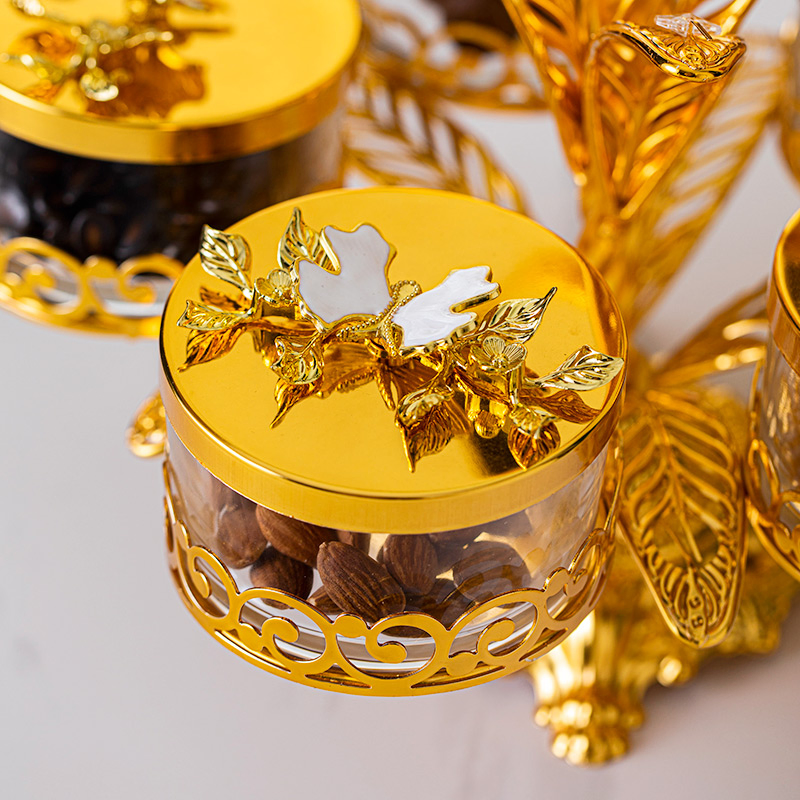 Includes 4 Glass Bowls and Gold-Plated Iron Stand Candy Bowl