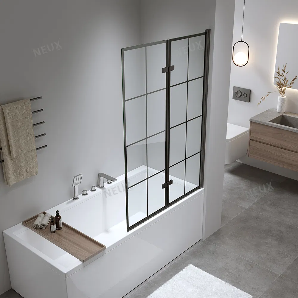 Factory Direct Customized Tempered Glass Pivot Bath Screen with Hinges
