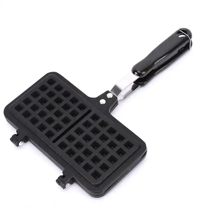 Household Portable Waffles Maker Non-Stick Rugged Black Double-Head Waffle Maker Mould and Fry Pan