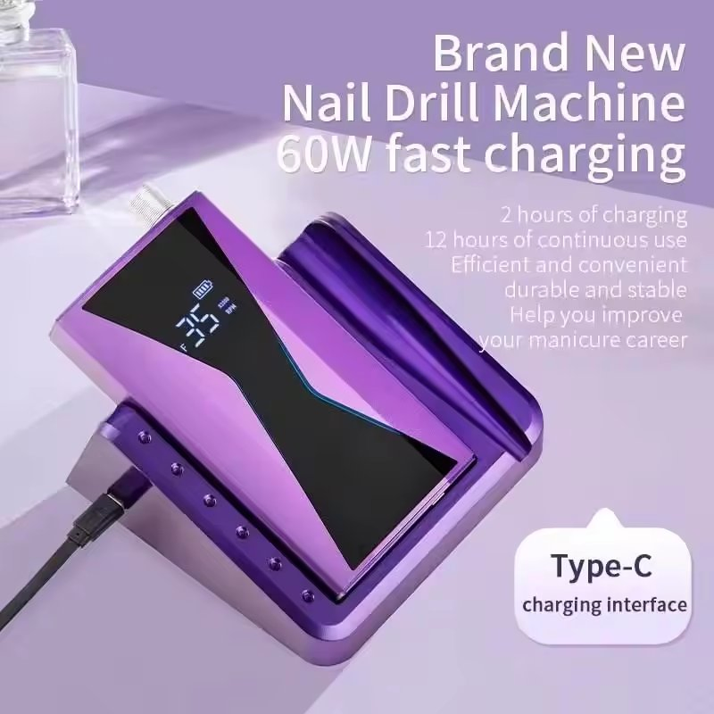 Brushless Nail Drill Lasting 40000rpm Nail Drill Machine 85W Handle Manicure