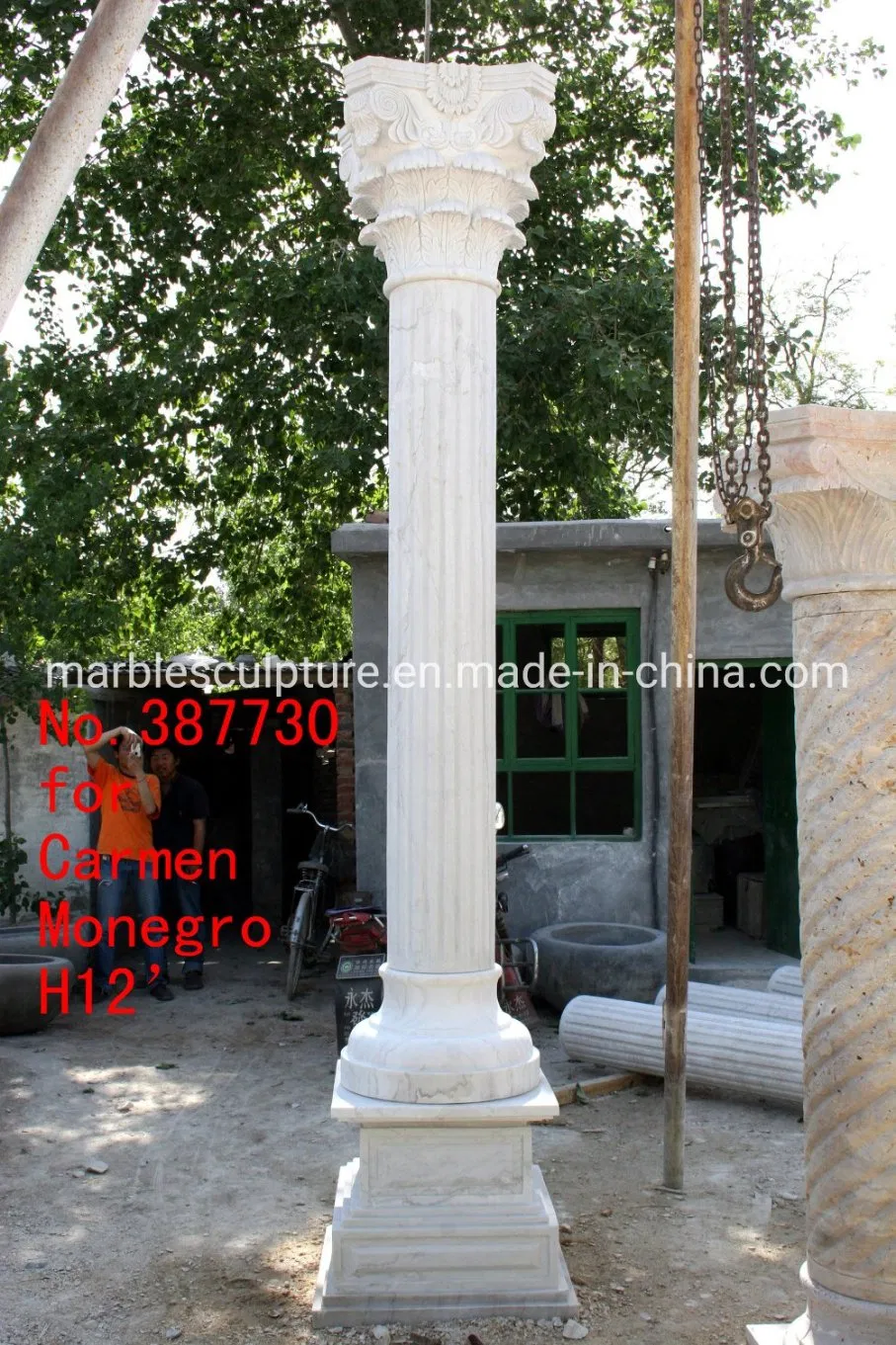 Garden Home Architectural Decorative Carved Stone Roman Pillars Marble Carving Greek Tapered Column Indoor Outdoor Decoration (SY-C006)