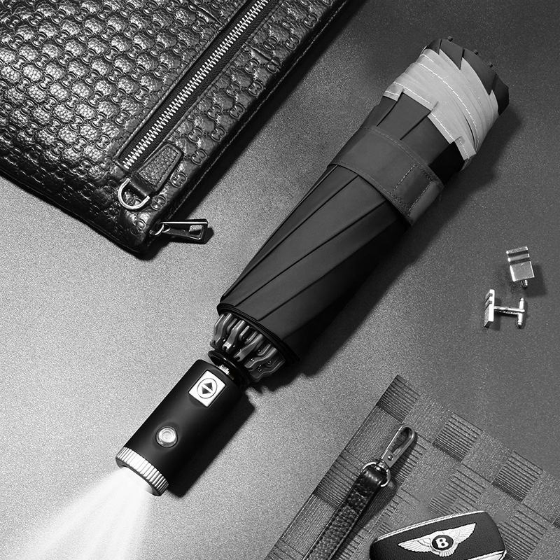 Innovative Solar Umbrella Compact Travel Night Using LED Flashlight Umbrella Reverse Automatic Umbrella with Logo