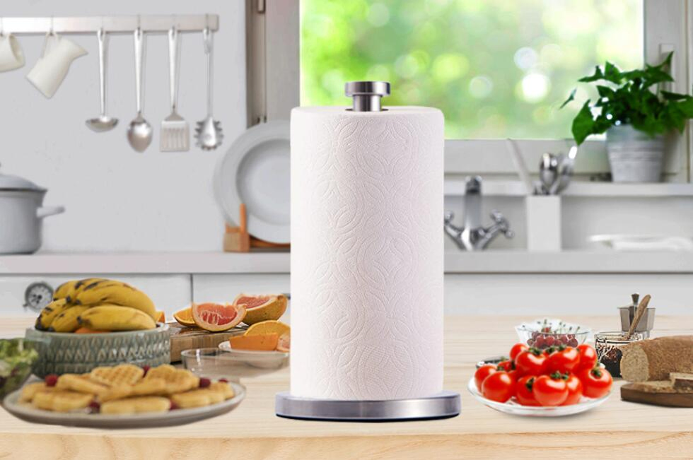 Stainless Steel Paper Towel Holder with Base Vertical Design