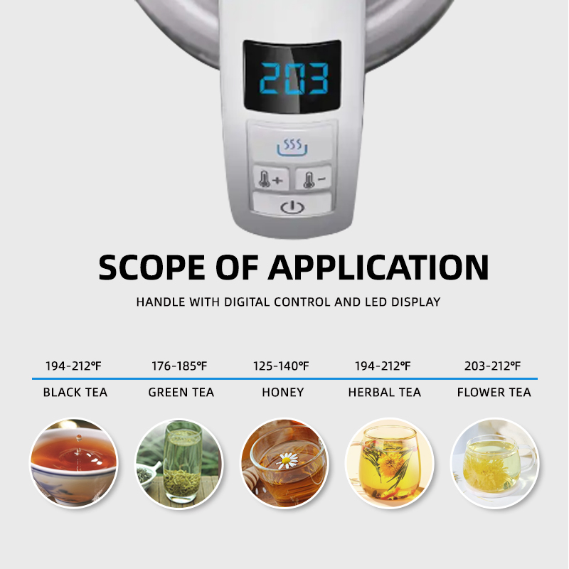 Jewin Kitchen Intelligent Electric Digital Kettle 2200W 1.7L 360 Cordless Jug Kettle