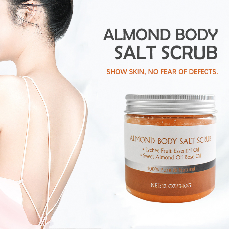 Gentle Natural Moisturizing Exfoliating Refreshing Revitalizing Nourishing Soothing Almond Body Salt Scrub for Skin Care