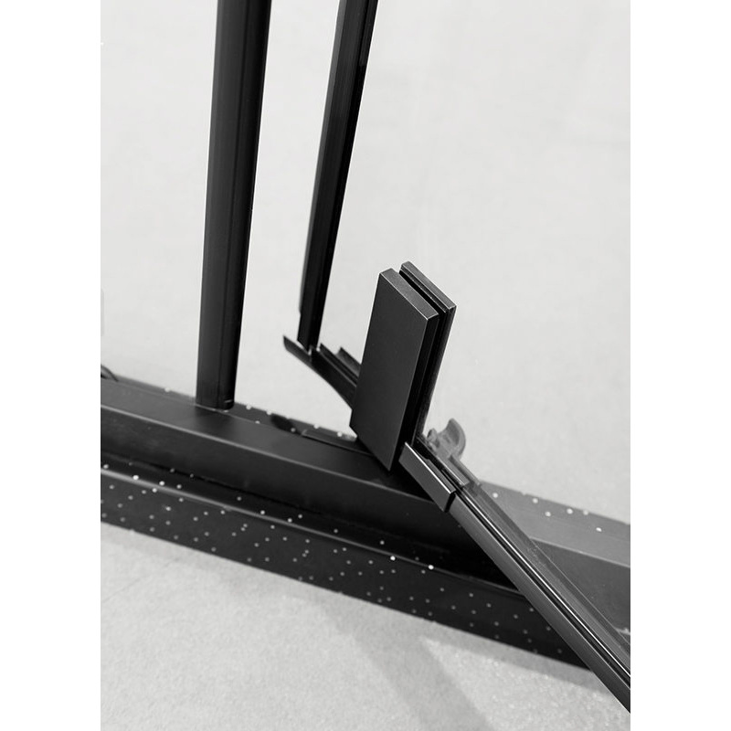 1 Shape Black Frame Stainless Steel Hinge Shower Doors Simple Shower Room for 2 Person