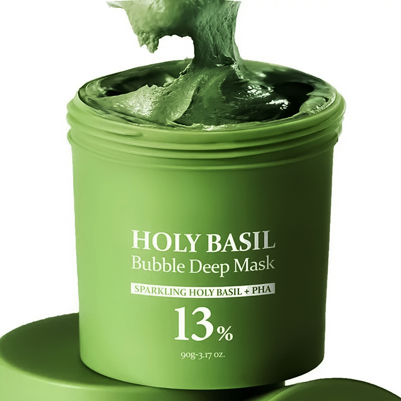 Holy Basil Bubble Deep Mask Holy Basil & Carbonated Water for Cleansing Pores & Blackheads Korean Clay to Bubble Wash-off Pack B