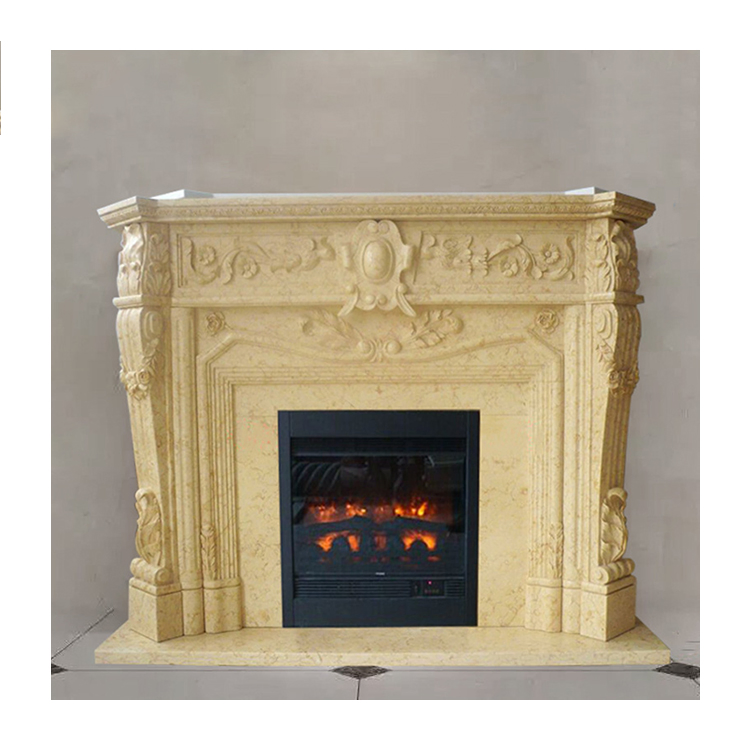Beautifully Carved Hot Selling Indoor Marble Mantel Fireplace