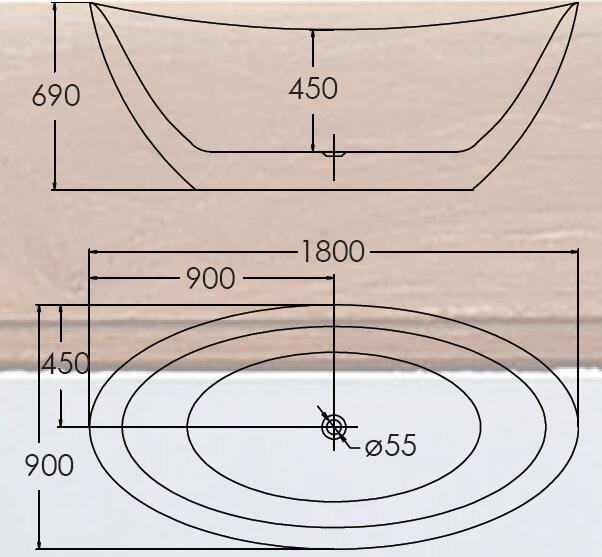 Акриловая ванна Banana Shape с гидромассажем