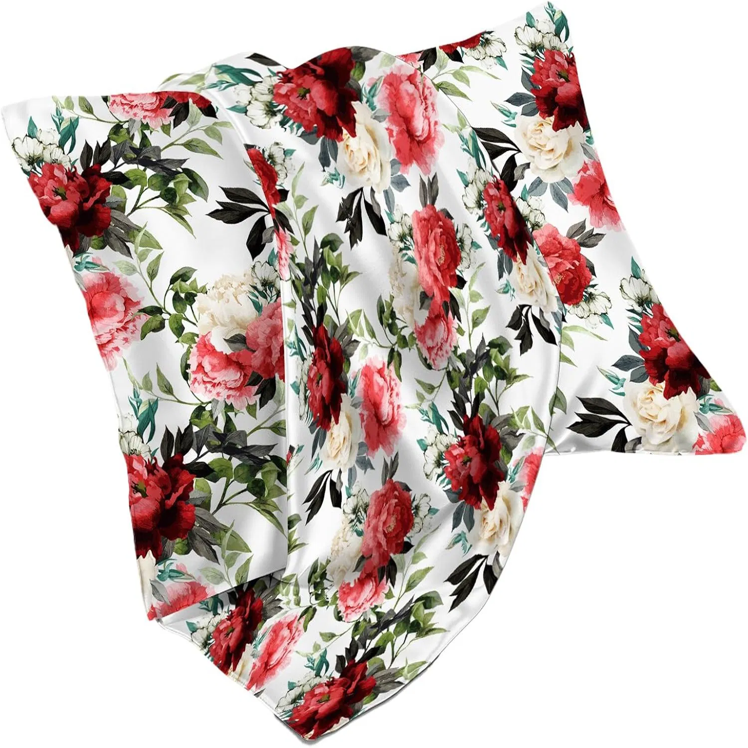 Flower Print Satin Pillowcases with Zipper
