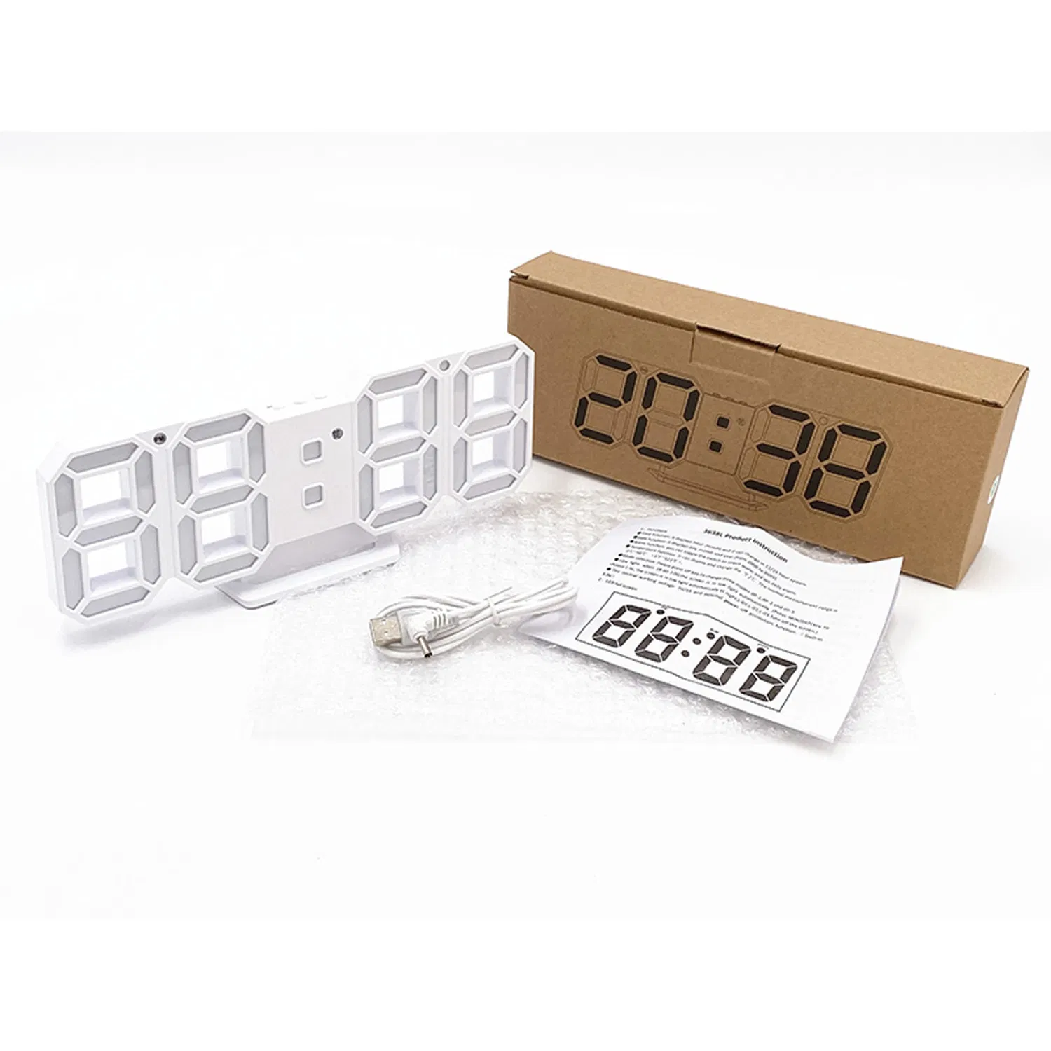 Digital Wall and Desktop Style LED Alarm Clock White Color