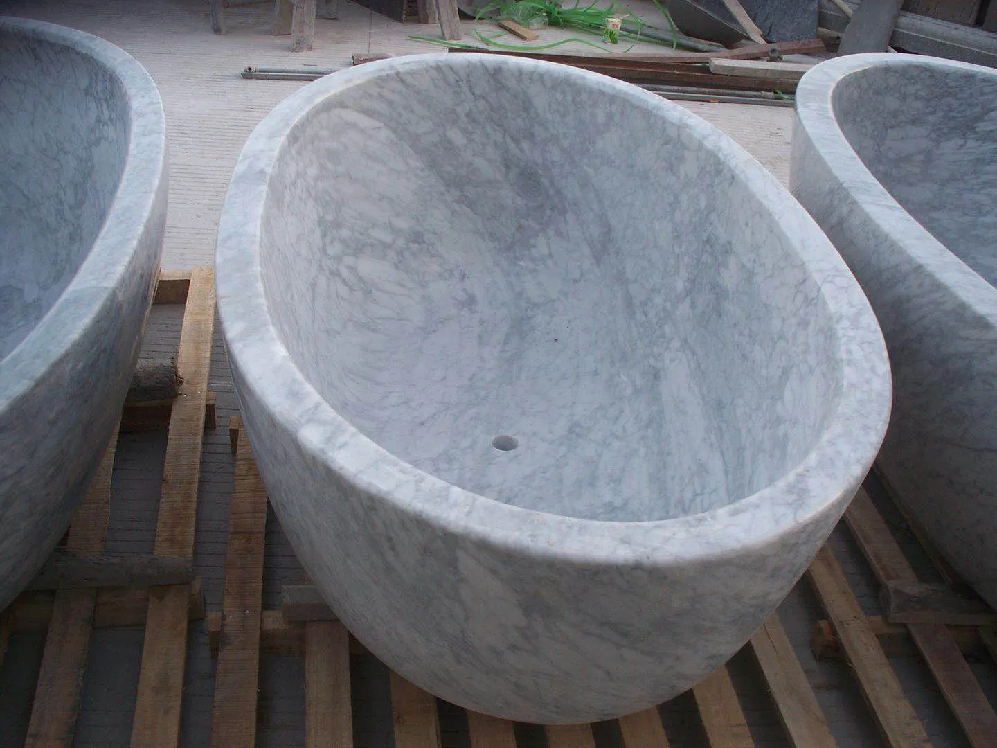 Natural Stone polished/honed Ellipse Bianco Carrara white Marble Bathtub for Home/Hotel Bathroom