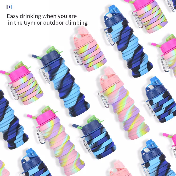 Складная силиконовая бутылка для воды 500 мл