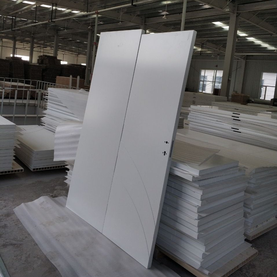 External Connecting Swing Doors Moist-Proof WPC Composite Plastic Doors with Glass Vision