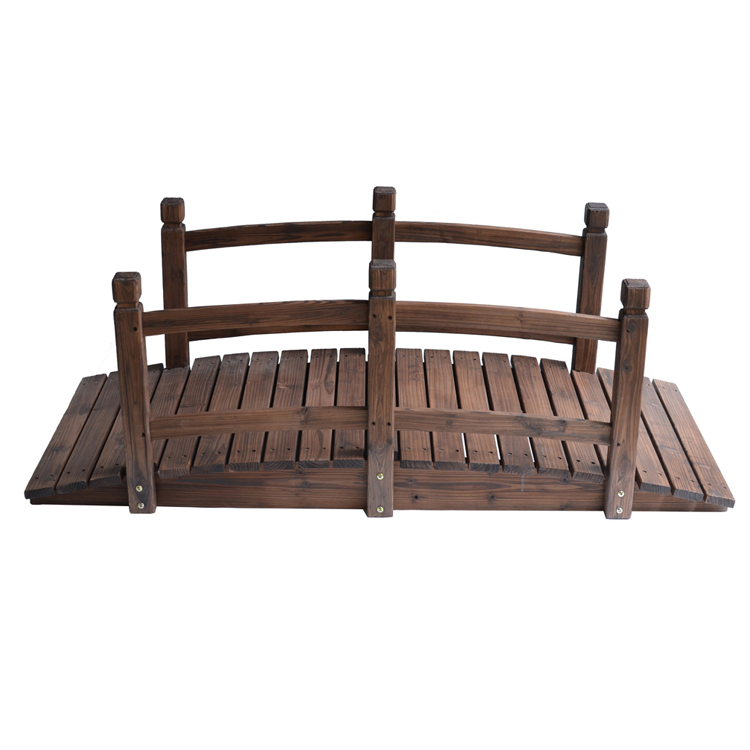 Solid Wooden Garden Bridge Antique Style with Columns
