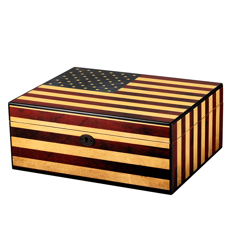 Popular Wood Storage Case Humidor High Quality Custom Logo Packaging Box Cigar Box with Lock Luxury Humidor Box