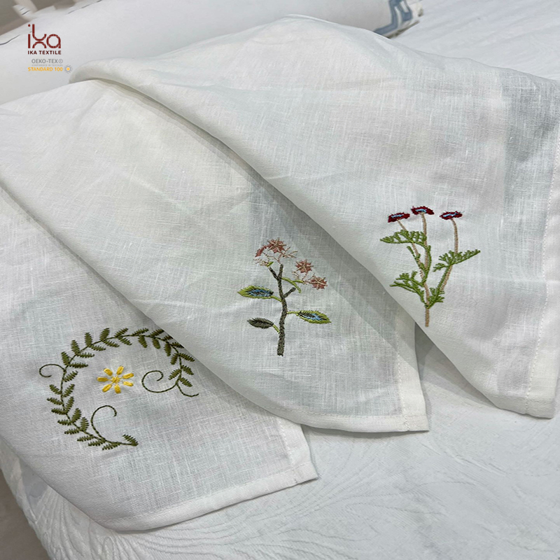 Home Decor Products Christmas Party Decoration Natural Beverage Color Woven Custom Lunch Printed Dinner Embroidery Linen Napkins
