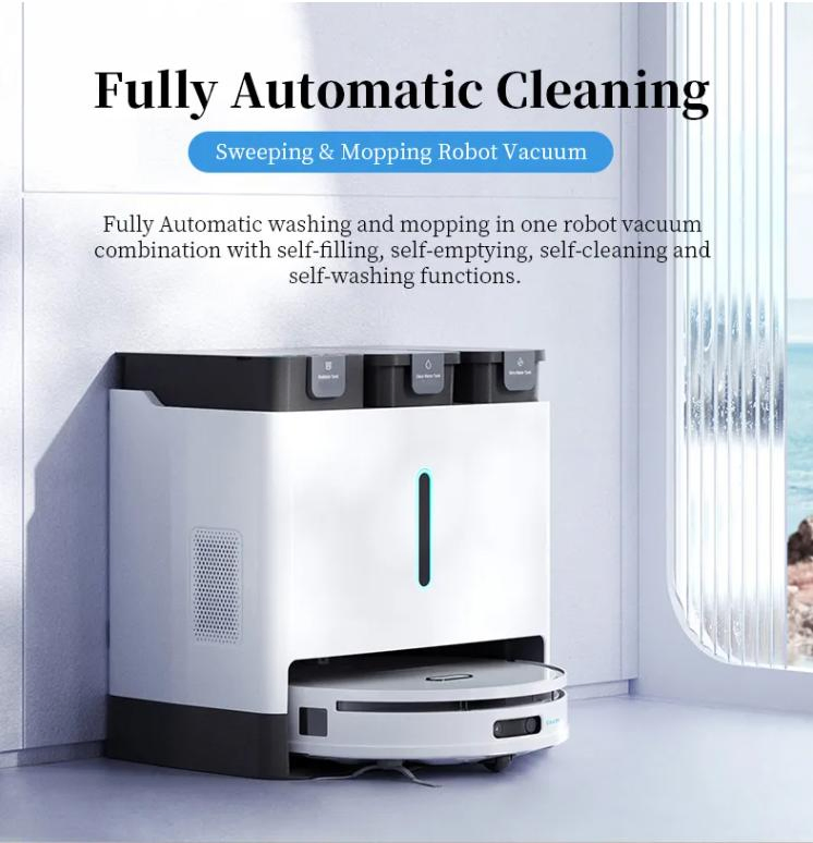 Fully Automatic Smart Robot Vacuum Cleaner with Self Mop Washing and Drying