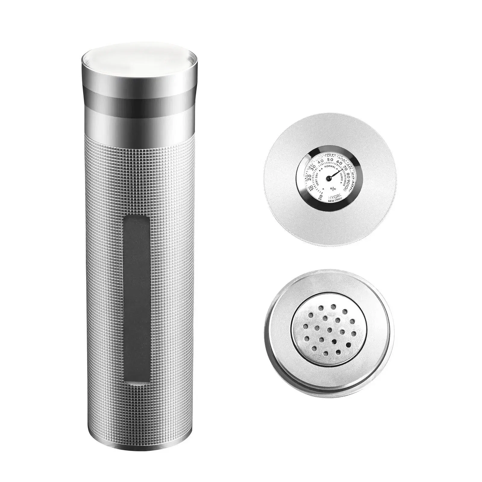 Stainless Steel Humidor Silver Travel Cigar Case Tube
