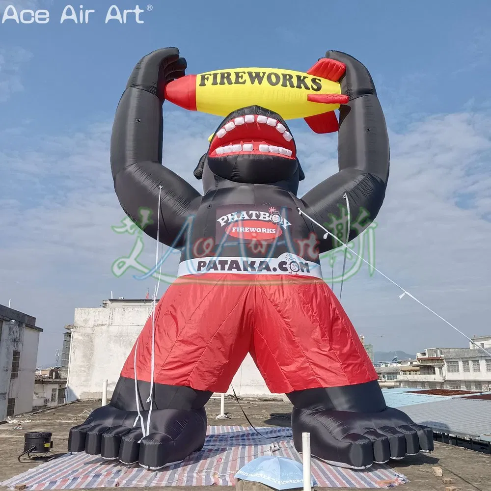 Inflatable Fireworks Gorilla Cartoon King Kong with Rocket or Car for Advertising or Decoration