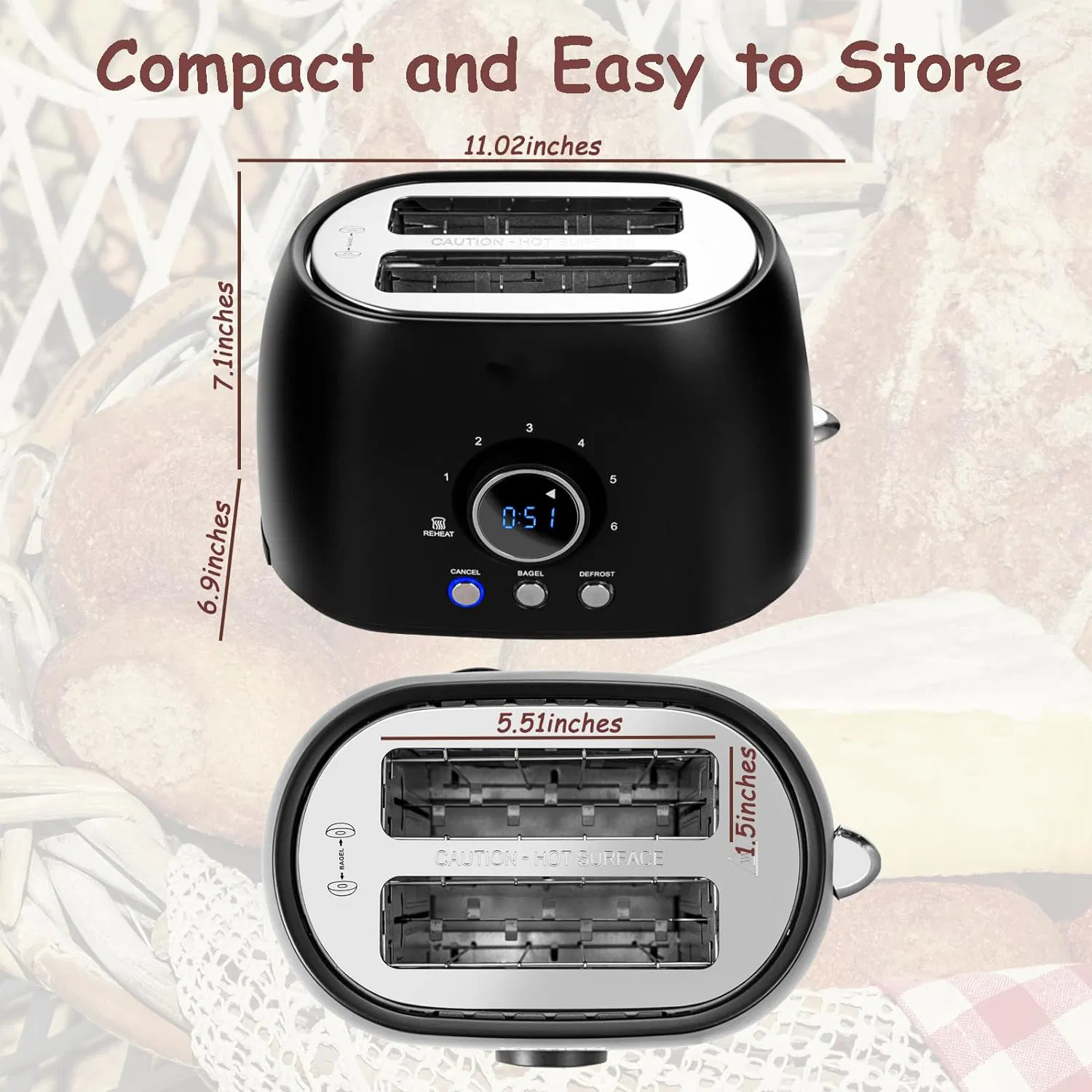 Home Appliance Bread Toaster 2 Slice Stainless Steel Toaster