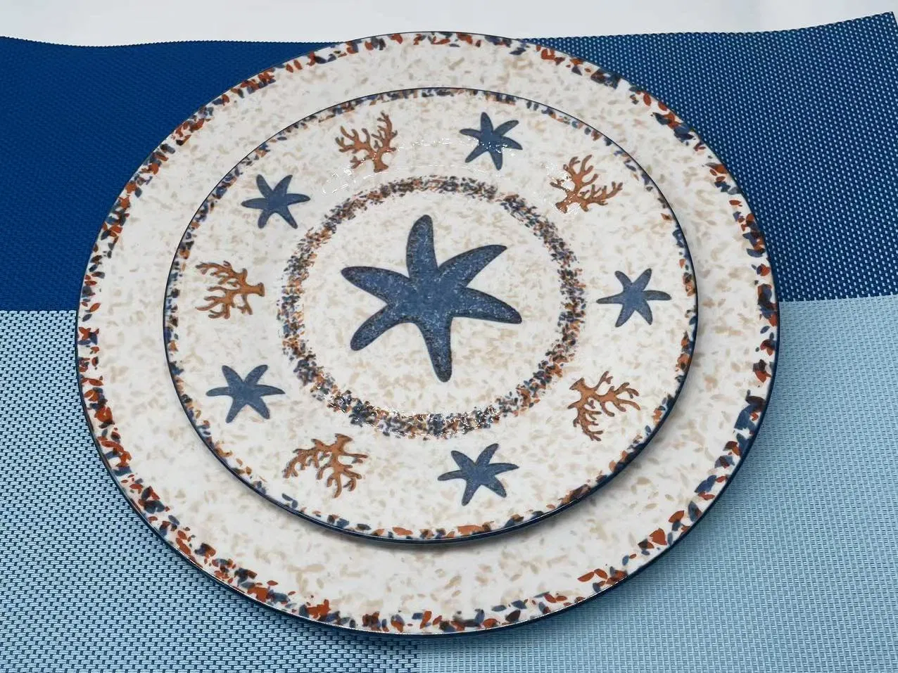Fresh Minimalist Starfish Pattern Pad Printing 12PCS Dinner Set Porcelainware Ceramic Tableware