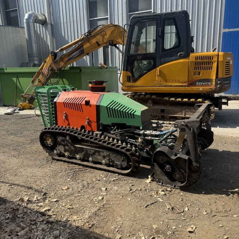for Small Tree Thinning & Land Reclamation Diesel-Powered Lawn Mower Robot with Rubber Tracks