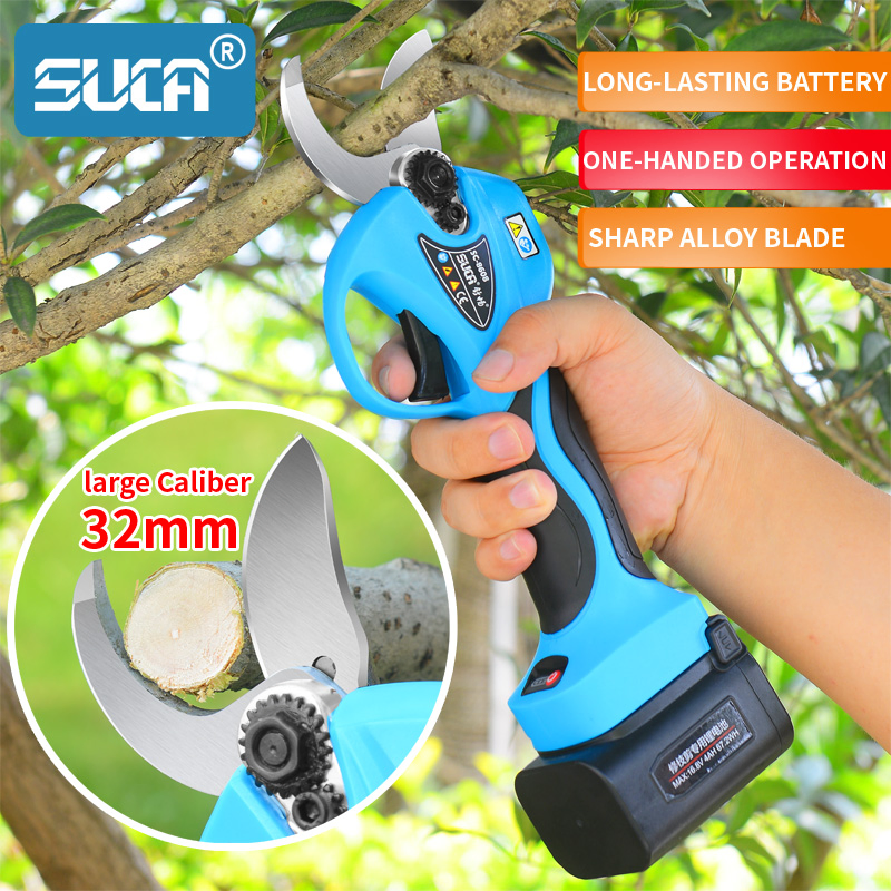 Suca 32mm Fruit Tree Cordless Electric Grafting Pruning Shears Battery Powered Bypass Pruner Scissors