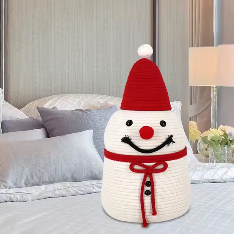 Snowman-Shaped Storage Basket High Quality Cotton Rope Colorful Storage for Clothing Cartons