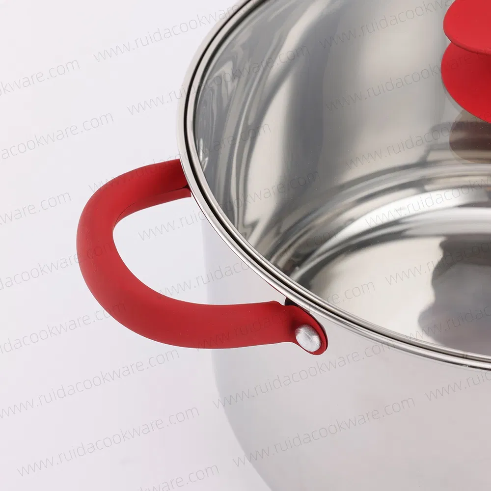 Kitchen Appliance Cooking Pot Soft Touch Handle Stainless Steel Cookware Set