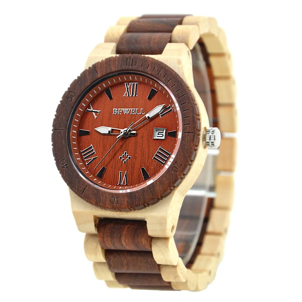 on Sales Bewell Wooden Watch for Men Custom Logo OEM Wrist Watch Custom Watches with Private Label